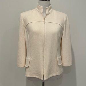 St.John Cream Knit Zipper Jacket